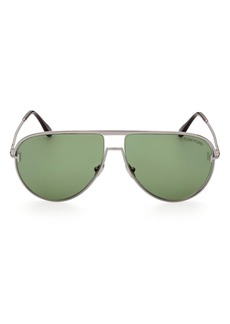 TOM FORD Theo 60mm Gradient Pilot Sunglasses in Shiny Dark Ruthenium /Green at Nordstrom Rack