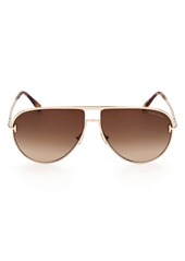Tom Ford Theo 60mm Gradient Pilot Sunglasses in Shiny Rose Gold /Grad Brown at Nordstrom