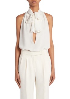 TOM FORD Tie Neck Cutout Sleeveless Silk Georgette Top