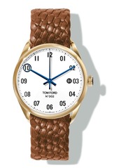 TOM FORD TIMEPIECES N.002 40mm Round Braided Leather Watch