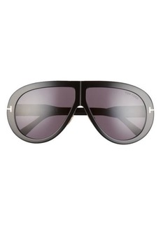 TOM FORD Troy 61mm Shield Sunglasses in Black/Smoke at Nordstrom