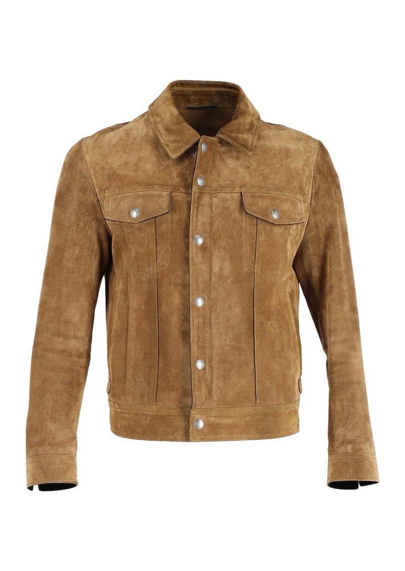 Tom Ford Trucker Jacket in Brown Suede