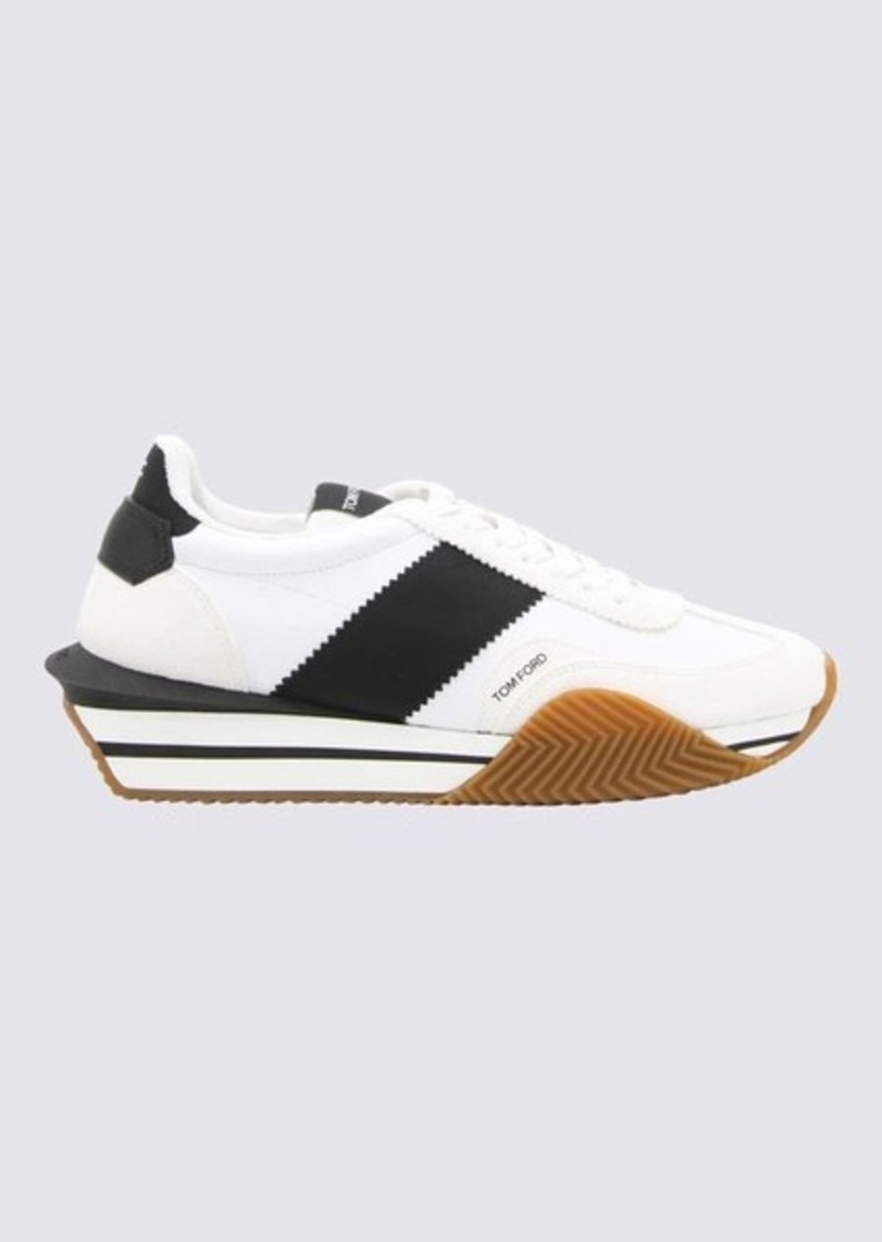 TOM FORD WHITE AND BLACK LEATHER JAMES SNEAKERS
