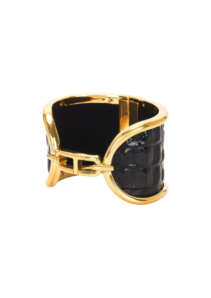 TOM FORD Whitney Embossed Croc Brass Cuff Bracelet