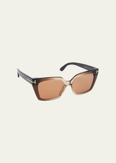 TOM FORD Winona Acetate T-Logo Cat-Eye Sunglasses