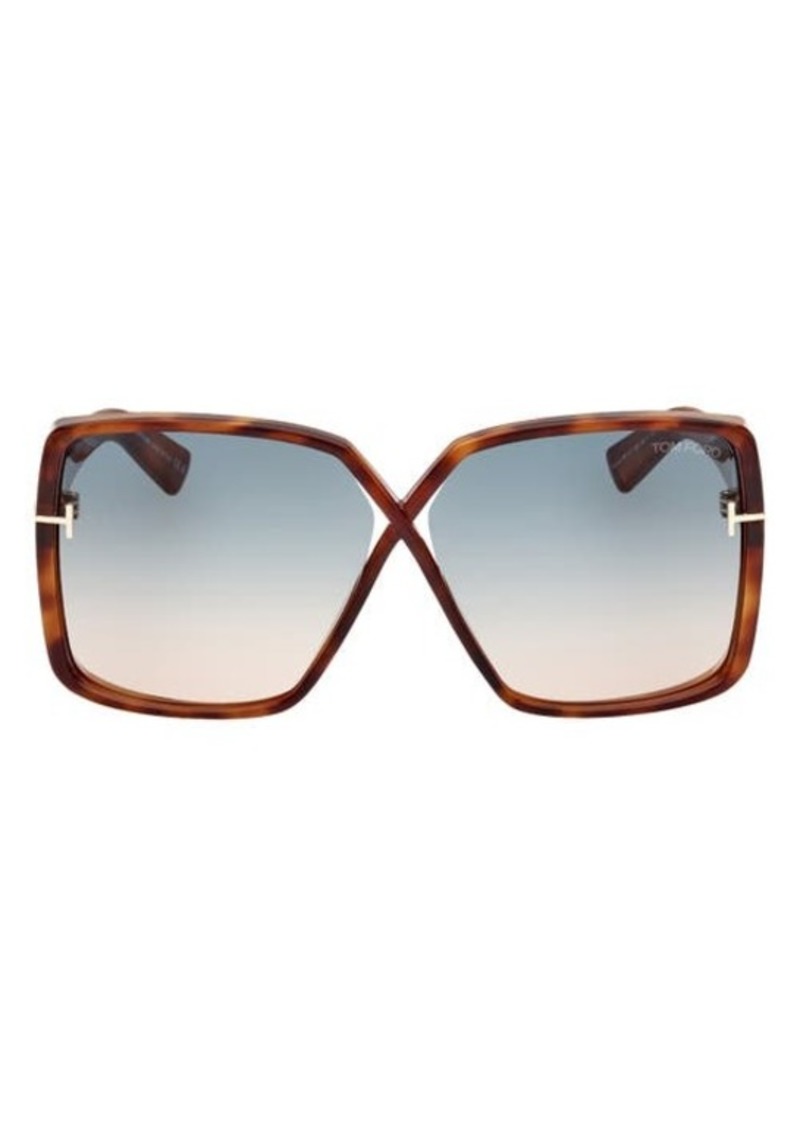 TOM FORD Yvonne 63mm Oversize Gradient Butterfly Sunglasses
