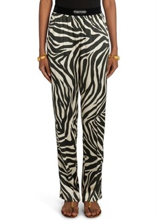 TOM FORD Zebra Print Stretch Silk Satin Pajama Pants