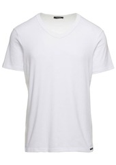 V Neck T-Shirt in Cotton White Man Tom Ford