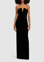 Tom Ford Velvet Bustier Strapless Long Dress