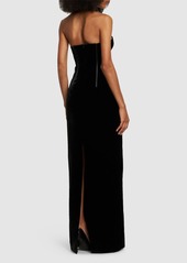 Tom Ford Velvet Bustier Strapless Long Dress