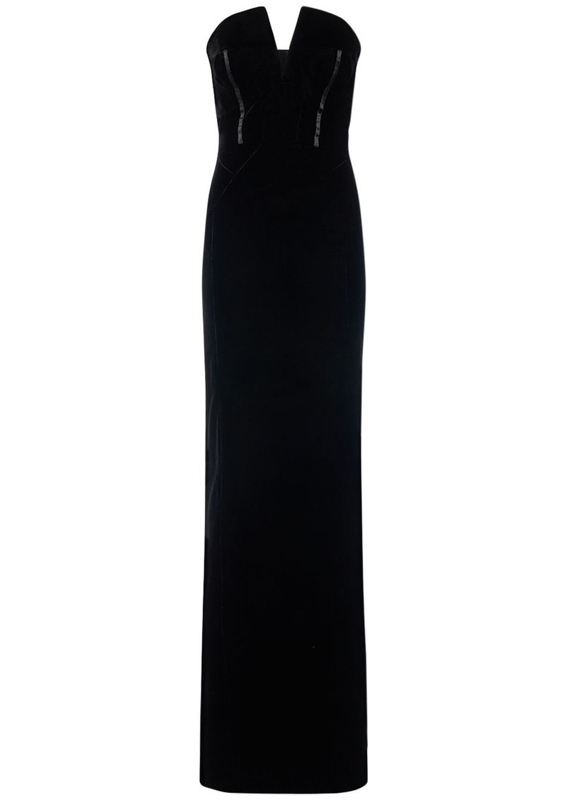 Tom Ford Velvet Bustier Strapless Long Dress