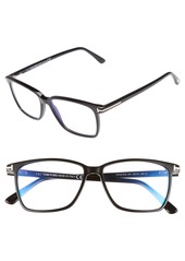 Tom Ford 55mm Blue Block Optical Glasses in Black/Blue at Nordstrom