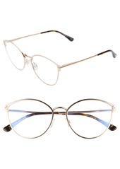 Women's Tom Ford 55mm Blue Light Blocking Round Optical Glasses - Shiny Rose Gold/ Clear