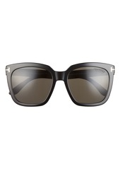 Tom Ford Amarra 55mm Polarized Square Sunglasses in Shiny Black /Smoke Polarized at Nordstrom