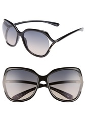 Women's Tom Ford Anouk 60mm Geometric Sunglasses - Black/ Gradient Smoke