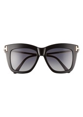 Tom Ford Dasha 52mm Polarized Square Sunglasses in Black/Rose Gold/Smoke Grad at Nordstrom