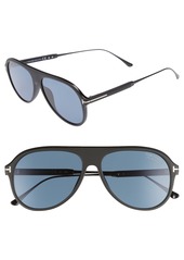 Women's Tom Ford Nicholai 57mm Polarized Sunglasses - Matte Black/ Smoke Polarized