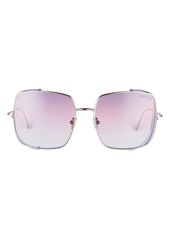 Women's Tom Ford Toby 60mm Geometric Sunglasses - Palladium/ Purple/ Blinders