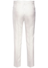 Tom Ford Wool & Silk Pinstriped High Rise Pants