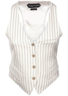 Tom Ford Wool & Silk Pinstriped Sleeveless Vest