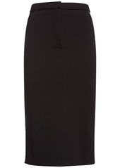 Tom Ford Wool Crepe & Leather Midi Skirt