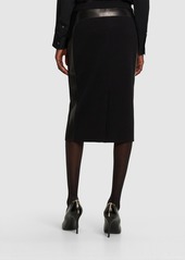 Tom Ford Wool Crepe & Leather Midi Skirt