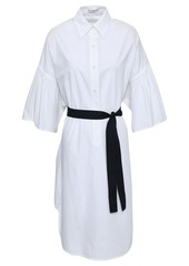 Tome Woman Fluted Belted Cotton-poplin Shirt Dress White