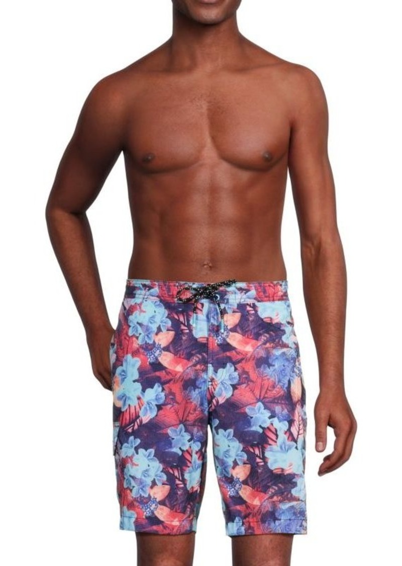 Tommy Bahama Baja Techno Floral Drawstring Swim Shorts