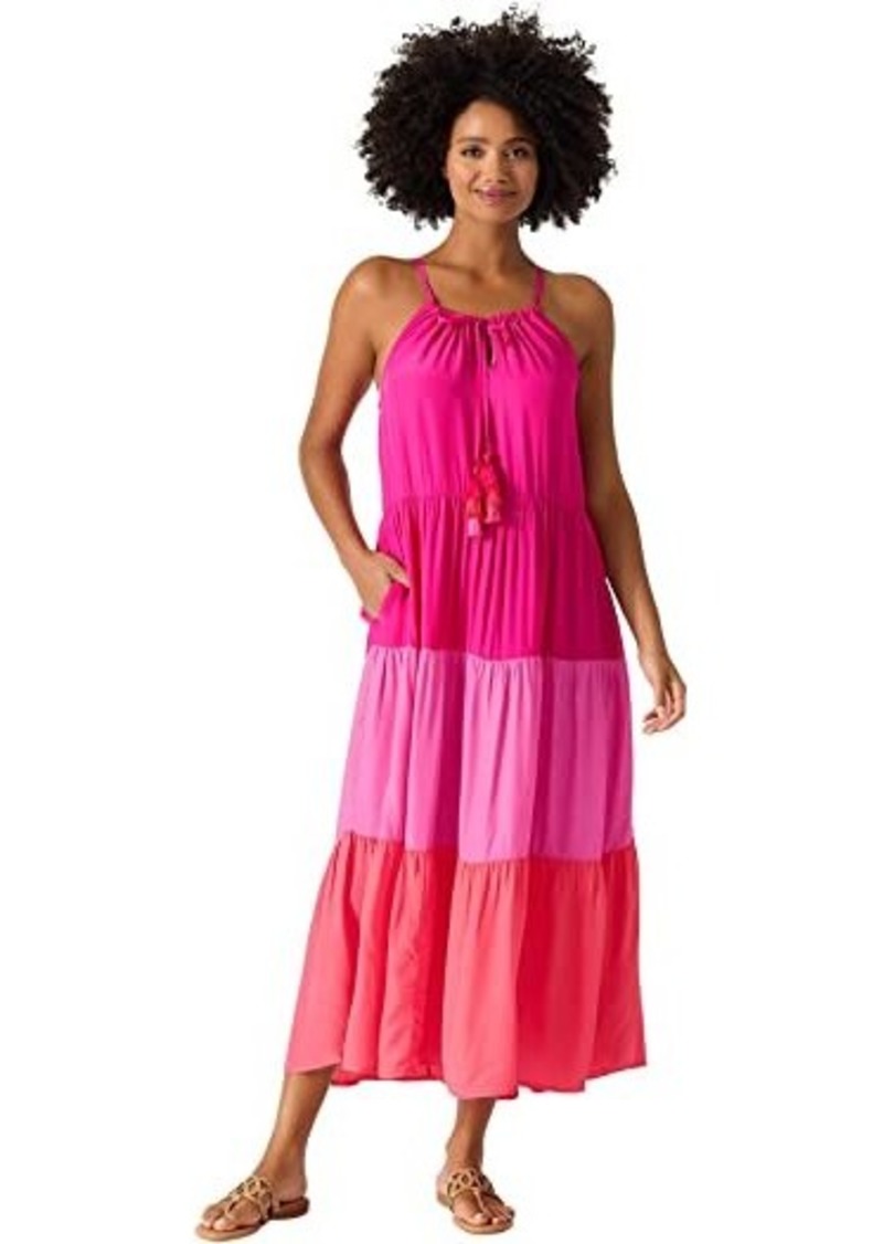 Tommy Bahama Color-Block Midi Tiered Dress
