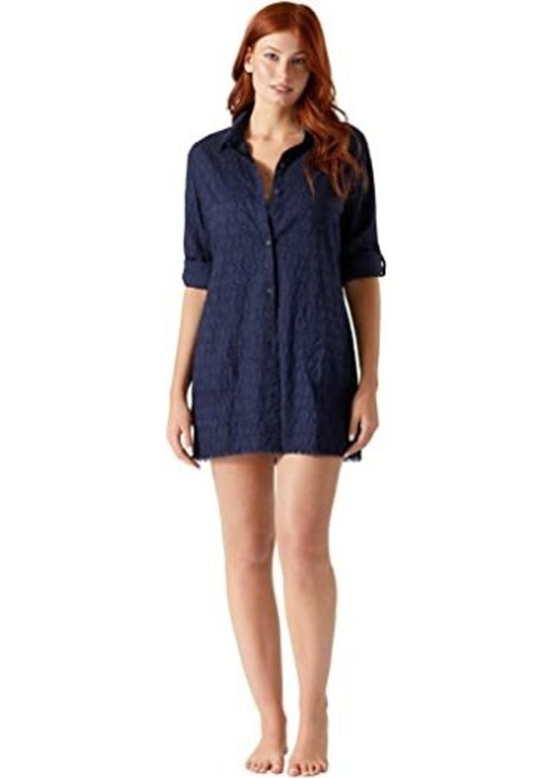 Tommy Bahama Cotton Clip Jacquard Boyfriend Shirt