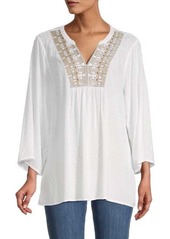 Tommy Bahama Embroidery Swiss-Dot Top
