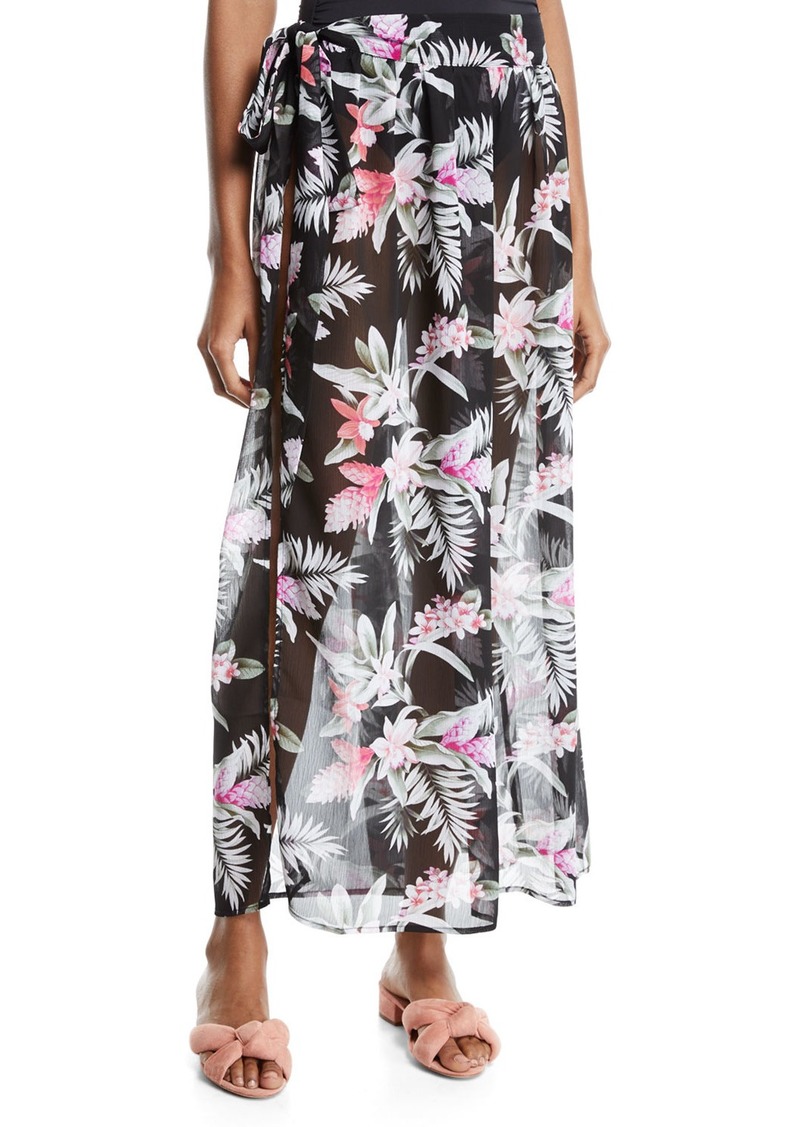 Gingerflower Side-Tie Sarong Coverup Skirt