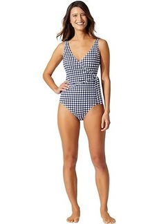 Tommy Bahama Gingham Wrap Front One-Piece