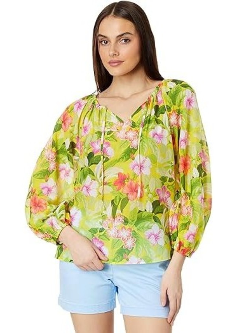 Tommy Bahama Happy Hour Flwr LS Peasant Top