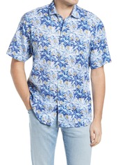 Tommy Bahama Plantain Jungle Short Sleeve Button-Up Shirt in Buccaneer Blue at Nordstrom
