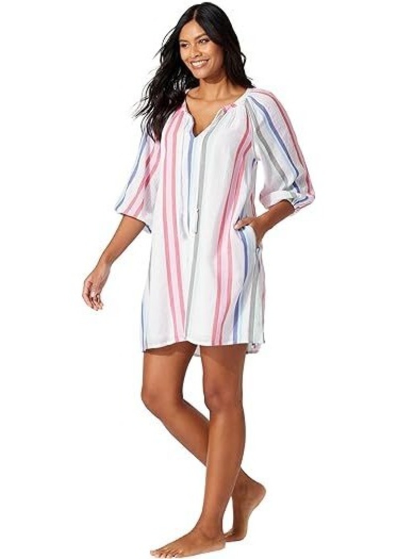 Tommy Bahama Multi Stampedripe Dobby Square Neck Dress