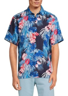 Tommy Bahama Pocomo Beach Fronds Tropical Print Silk Shirt