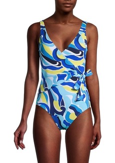 Tommy Bahama Swirl Side-Tie One-Piece Swimsuit