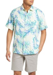 Tommy Bahama Alta Vista Fronds Short Sleeve Silk Button-Up Shirt in Calla Lily at Nordstrom