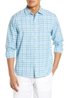 Tommy Bahama Check Cotton Button-Up Shirt in Blue Crush at Nordstrom