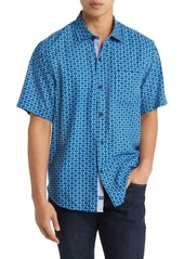 Tommy Bahama Coasta Geo Pattern Short Sleeve Silk Button-Up Shirt