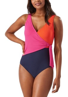 Tommy Bahama Colorblock Scoop Back One-Piece Swimsuit