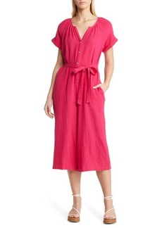 Tommy Bahama Coral Isle Belted Cotton Jumpsuit