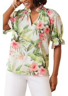Tommy Bahama Daybreak Hibiscus Embroidery Linen Top