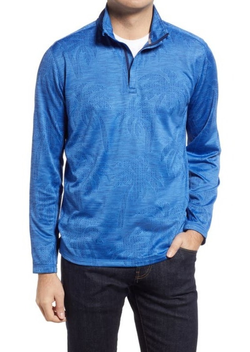 Tommy Bahama Delray Mirage Print Quarter Zip Shirt in Palace Blue at Nordstrom