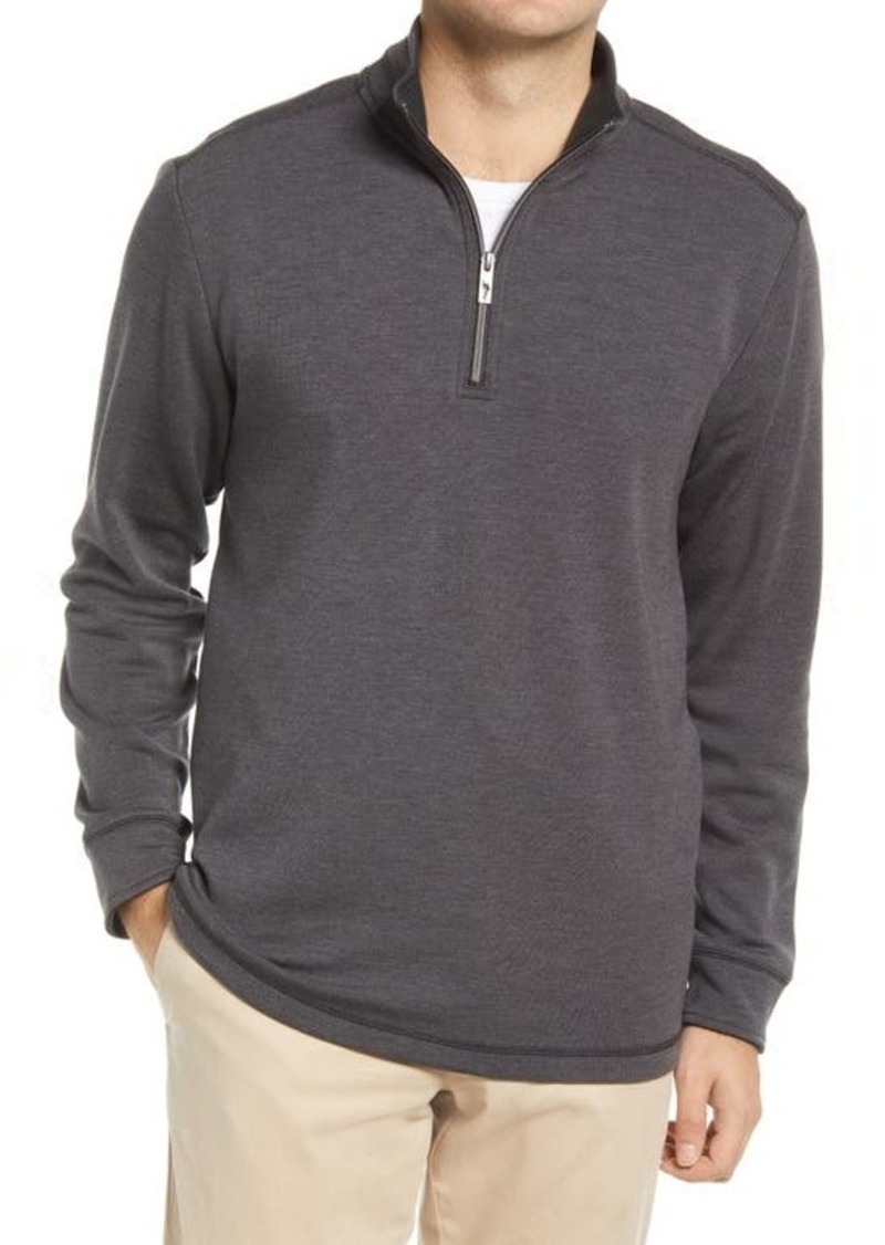 Tommy Bahama Dude Isle Half Zip Pullover in Coal at Nordstrom