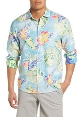 Tommy Bahama Fiesta Keys Long Sleeve Linen Button-Up Shirt in Blue Crush at Nordstrom