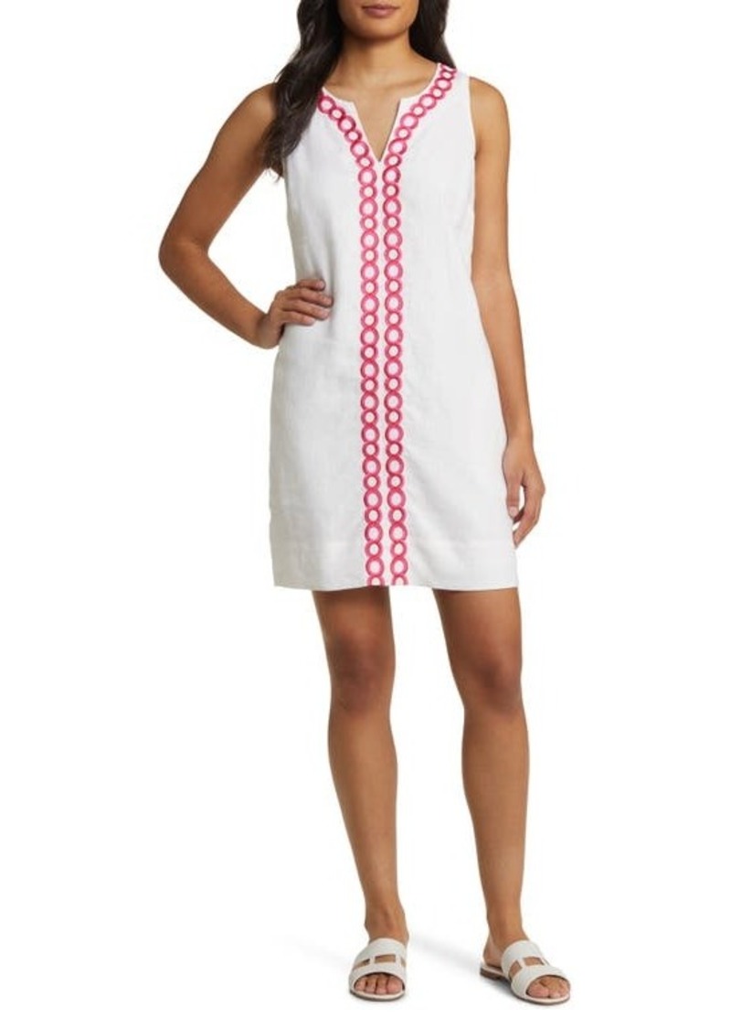 Tommy Bahama Geo Embroidered Linen Shift Dress