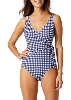 Tommy Bahama Gingham Wrap One-Piece Swimsuit