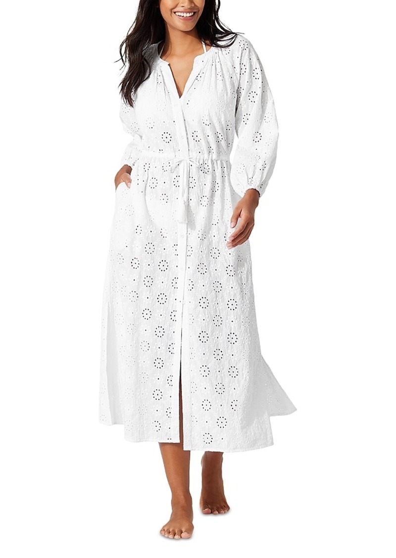 Tommy Bahama Harbour Eyelet Button Up Dress Swim Cover-Up